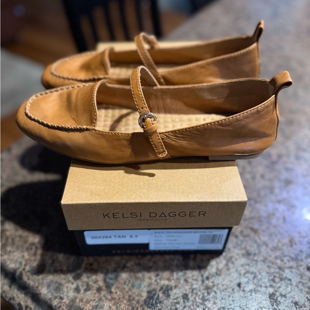 Kelsi Dagger Tan Leather Mary Jane Loafers size 8.5 - Picture 3 of 5